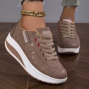 Women's Low-Top Lace-Up Sneakers with Synthetic Cover Upper
