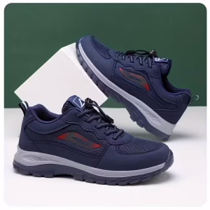 Men's Solid Colour Breathable Sneakers With Adjustable Buckle