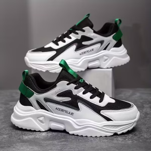 Men's Letter Design Thick-Sole Low-Top Sneakers