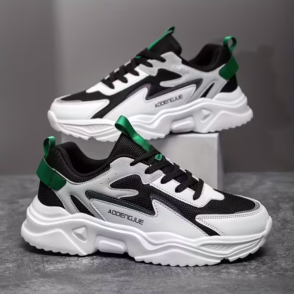 Men's Letter Design Thick-Sole Low-Top Sneakers